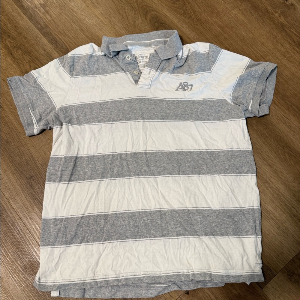 Aeropostale Heather Gray and White Polo Shirt